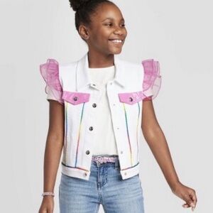 NEW Nickelodeon Jojo's Closet Girls White Denim Vest Outerwear Size XL 14/16